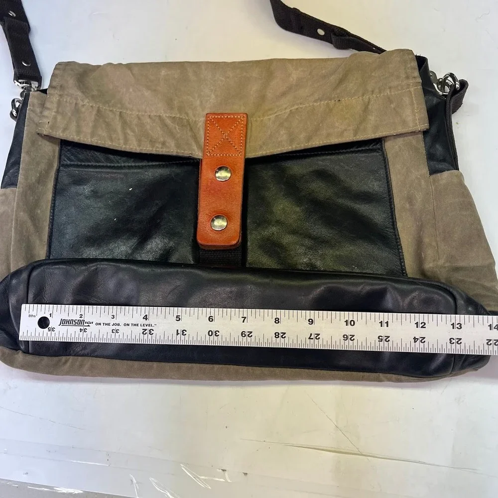 Stein Santa Fe‎ Waxed Canvas Leather Messenger Bag Olive Black Crossbody Satchel